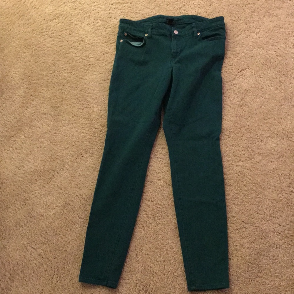 Dark green jeans.
